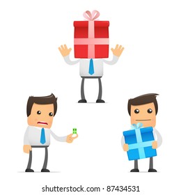 set of funny cartoon office worker in various poses for use in presentations, etc.