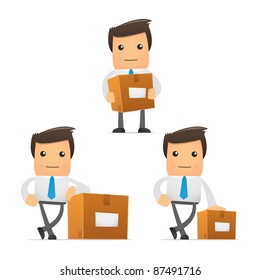 set of funny cartoon office worker in various poses for use in presentations, etc.