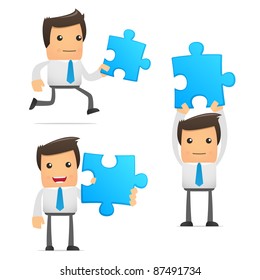 set of funny cartoon office worker in various poses for use in presentations, etc.