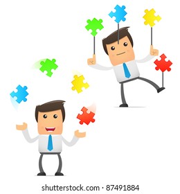 set of funny cartoon office worker in various poses for use in presentations, etc.