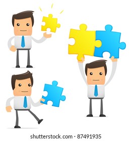 set of funny cartoon office worker in various poses for use in presentations, etc.
