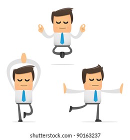 Set Of Funny Cartoon Office Worker In Various Poses For Use In Presentations, Etc.