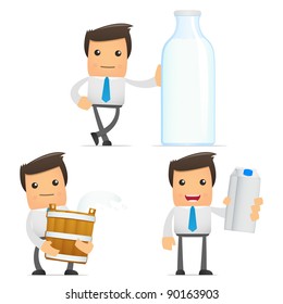 set of funny cartoon office worker in various poses for use in presentations, etc.