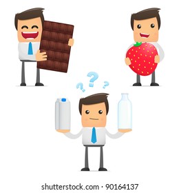 set of funny cartoon office worker in various poses for use in presentations, etc.