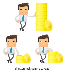 set of funny cartoon office worker in various poses for use in presentations, etc.