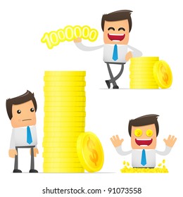 set of funny cartoon office worker in various poses for use in presentations, etc.