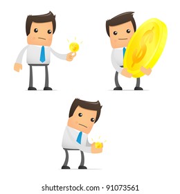 set of funny cartoon office worker in various poses for use in presentations, etc.