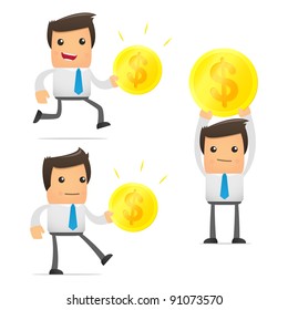 set of funny cartoon office worker in various poses for use in presentations, etc.