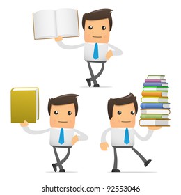 set of funny cartoon office worker in various poses for use in presentations, etc.