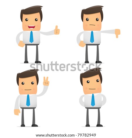 set of funny cartoon office worker in various poses for use in presentations, etc.
