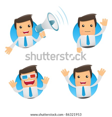set of funny cartoon office worker in various poses for use in presentations, etc.