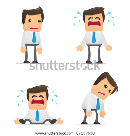 set of funny cartoon office worker in various poses for use in presentations, etc.