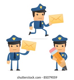 set of funny cartoon policeman in various poses for use in presentations, etc.