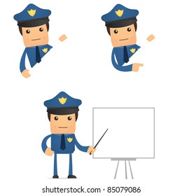 set of funny cartoon policeman in various poses for use in presentations, etc.