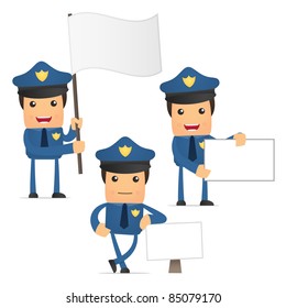 set of funny cartoon policeman in various poses for use in presentations, etc.