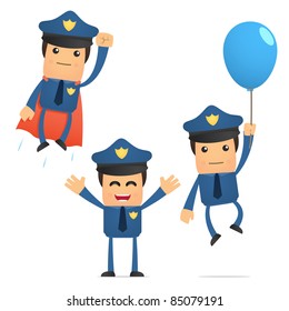 set of funny cartoon policeman in various poses for use in presentations, etc.
