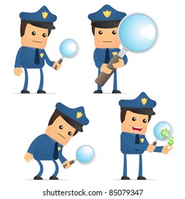 set of funny cartoon policeman in various poses for use in presentations, etc.