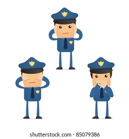 set of funny cartoon policeman in various poses for use in presentations, etc.