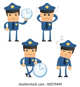 set of funny cartoon policeman in various poses for use in presentations, etc.