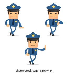 set of funny cartoon policeman in various poses for use in presentations, etc.