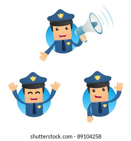 set of funny cartoon policeman in various poses for use in presentations, etc.