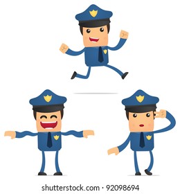 set of funny cartoon policeman in various poses for use in presentations, etc.