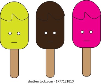 Set of funny cartoon Popsicle.vector illustrations