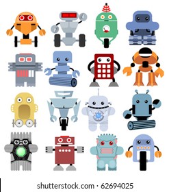 Set of funny cartoon robots