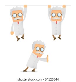 set of funny cartoon scientist in various poses for use in presentations, etc.