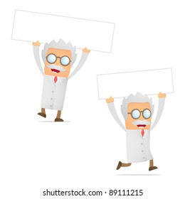 set of funny cartoon scientist in various poses for use in presentations, etc.