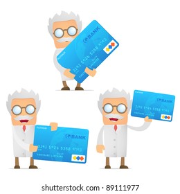 set of funny cartoon scientist in various poses for use in presentations, etc.