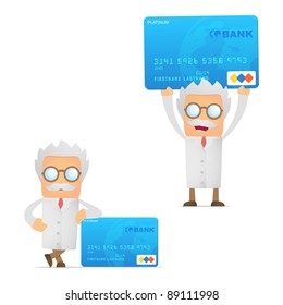set of funny cartoon scientist in various poses for use in presentations, etc.