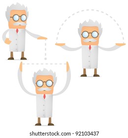 set of funny cartoon scientist in various poses for use in presentations, etc.