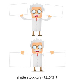 set of funny cartoon scientist in various poses for use in presentations, etc.