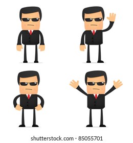 set of funny cartoon security in various poses for use in presentations, etc.