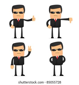 set of funny cartoon security in various poses for use in presentations, etc.