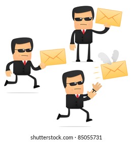 set of funny cartoon security in various poses for use in presentations, etc.