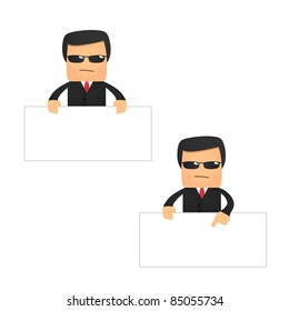 set of funny cartoon security in various poses for use in presentations, etc.