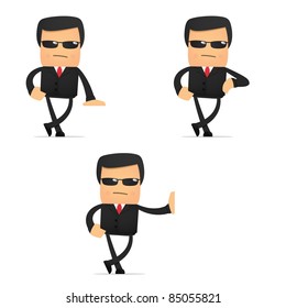 set of funny cartoon security in various poses for use in presentations, etc.