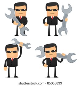 set of funny cartoon security in various poses for use in presentations, etc.