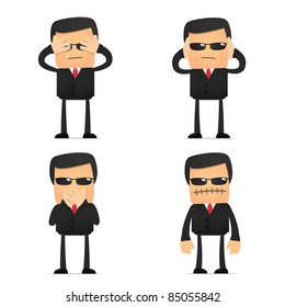 set of funny cartoon security in various poses for use in presentations, etc.