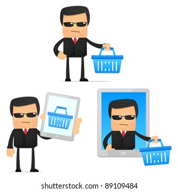 set of funny cartoon security in various poses for use in presentations, etc.