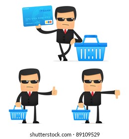 set of funny cartoon security in various poses for use in presentations, etc.