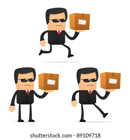 set of funny cartoon security in various poses for use in presentations, etc.