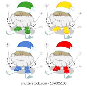 set of funny cartoon skiers