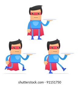set of funny cartoon superhero in various poses for use in presentations, etc.