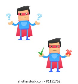 set of funny cartoon superhero in various poses for use in presentations, etc.