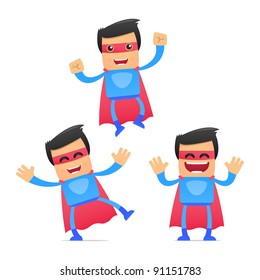 set of funny cartoon superhero in various poses for use in presentations, etc.