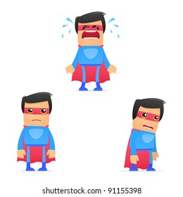 set of funny cartoon superhero in various poses for use in presentations, etc.