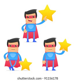 set of funny cartoon superhero in various poses for use in presentations, etc.